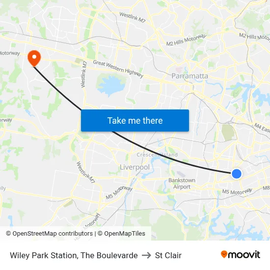 Wiley Park Station, The Boulevarde to St Clair map