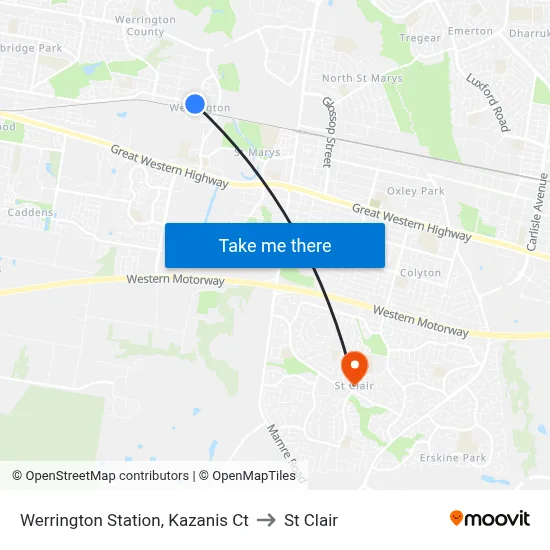 Werrington Station, Kazanis Ct to St Clair map