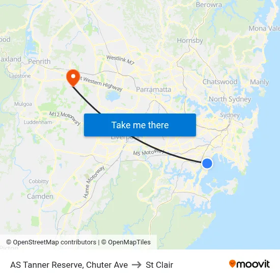 AS Tanner Reserve, Chuter Ave to St Clair map