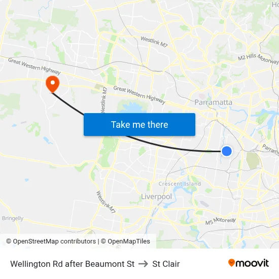 Wellington Rd after Beaumont St to St Clair map