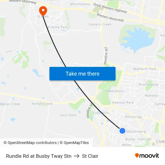 Rundle Rd at Busby Tway Stn to St Clair map