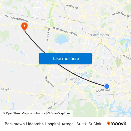 Bankstown-Lidcombe Hospital, Artegall St to St Clair map