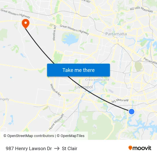 987 Henry Lawson Dr to St Clair map