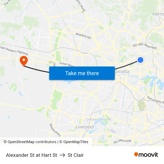 Alexander St at Hart St to St Clair map