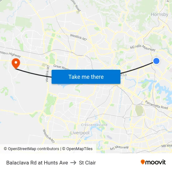 Balaclava Rd at Hunts Ave to St Clair map