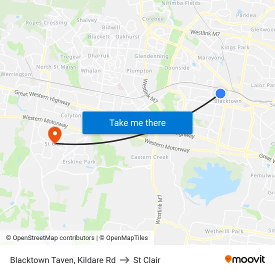 Blacktown Taven, Kildare Rd to St Clair map