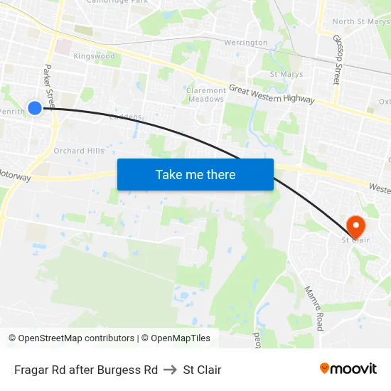 Fragar Rd after Burgess Rd to St Clair map
