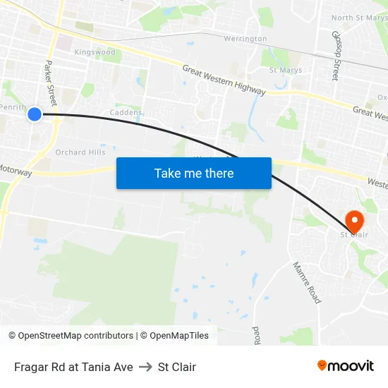 Fragar Rd at Tania Ave to St Clair map