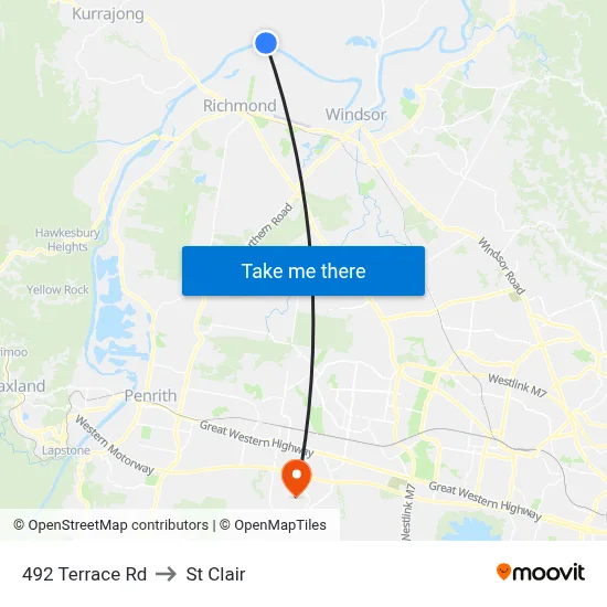 492 Terrace Rd to St Clair map