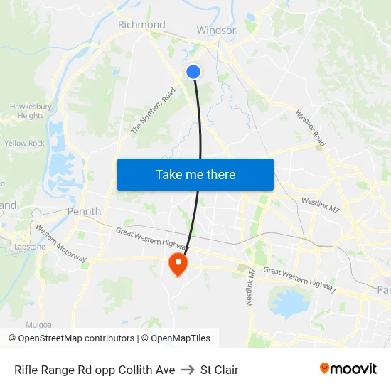 Rifle Range Rd opp Collith Ave to St Clair map