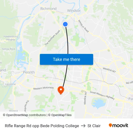 Rifle Range Rd opp Bede Polding College to St Clair map