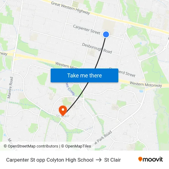 Carpenter St opp Colyton High School to St Clair map