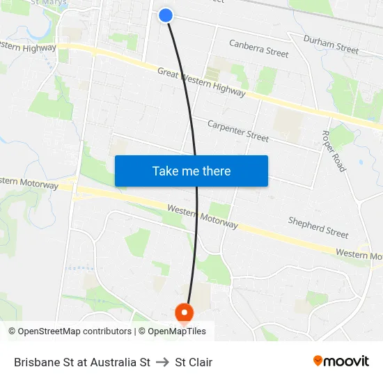 Brisbane St at Australia St to St Clair map