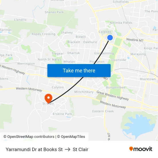 Yarramundi Dr at Books St to St Clair map