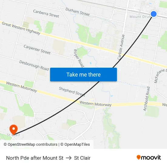 North Pde after Mount St to St Clair map