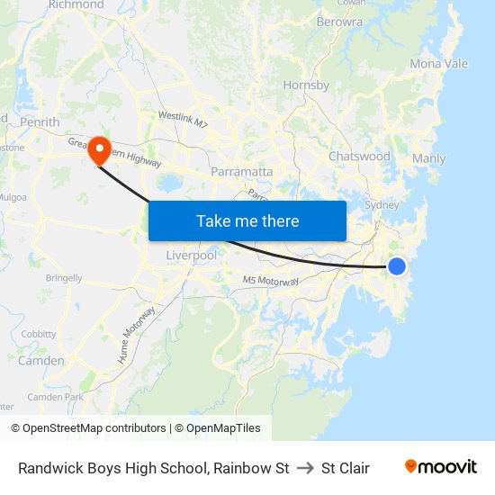 Randwick Boys High School, Rainbow St to St Clair map