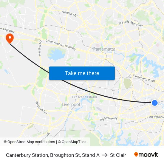 Canterbury Station, Broughton St, Stand A to St Clair map