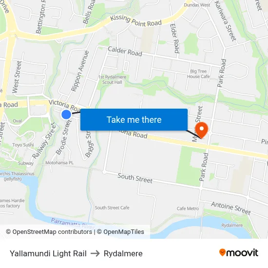 Yallamundi Light Rail to Rydalmere map