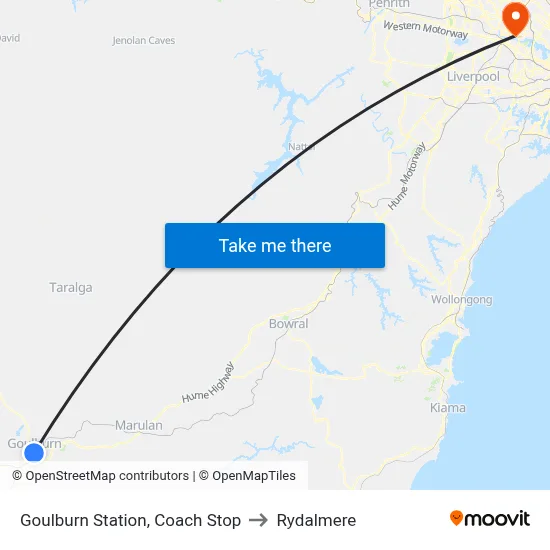 Goulburn Station, Coach Stop to Rydalmere map