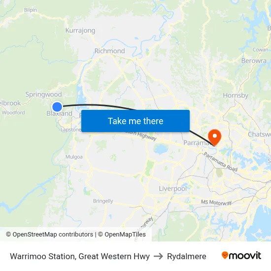 Warrimoo Station, Great Western Hwy to Rydalmere map