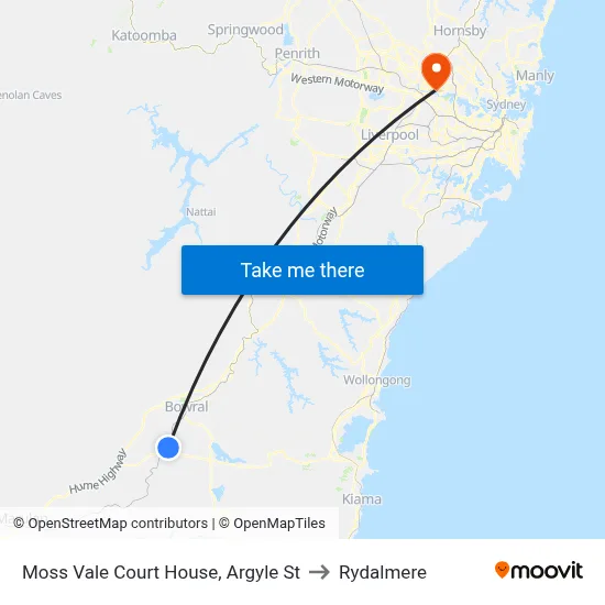 Moss Vale Court House, Argyle St to Rydalmere map