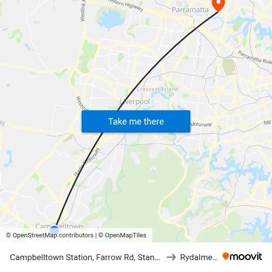 Campbelltown Station, Farrow Rd, Stand G to Rydalmere map