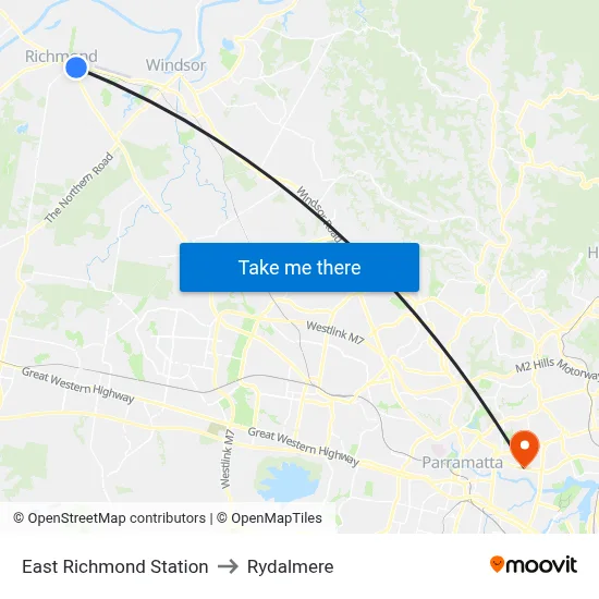 East Richmond Station to Rydalmere map
