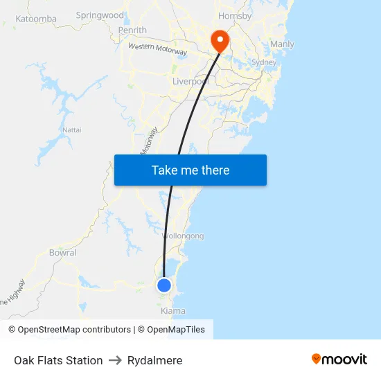 Oak Flats Station to Rydalmere map
