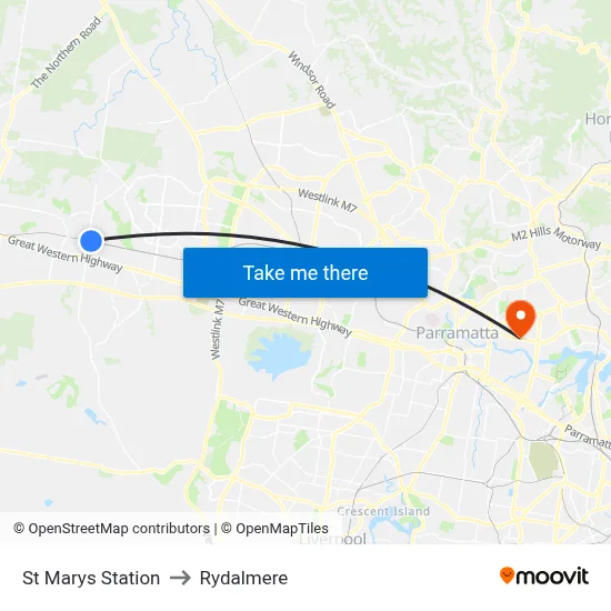 St Marys Station to Rydalmere map