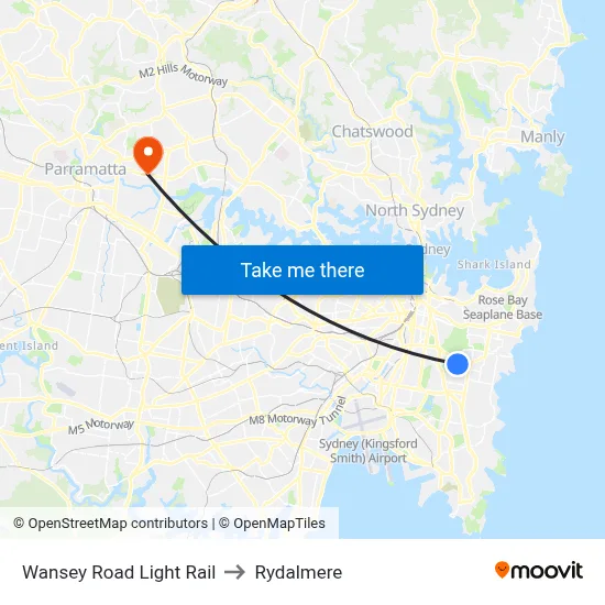 Wansey Road Light Rail to Rydalmere map