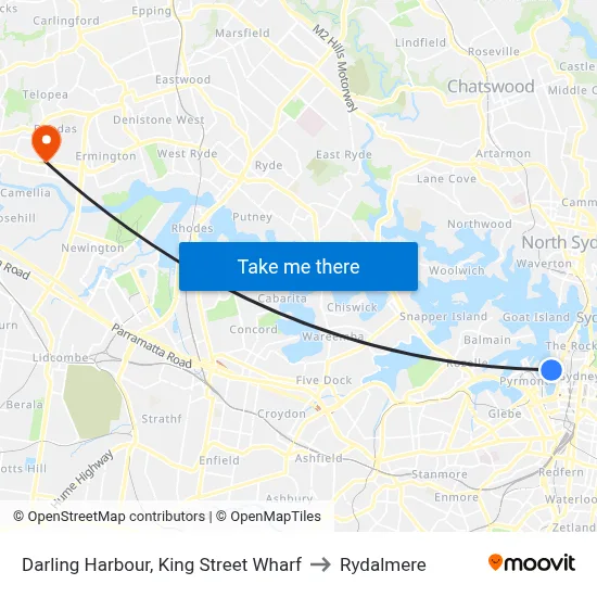 Darling Harbour, King Street Wharf to Rydalmere map
