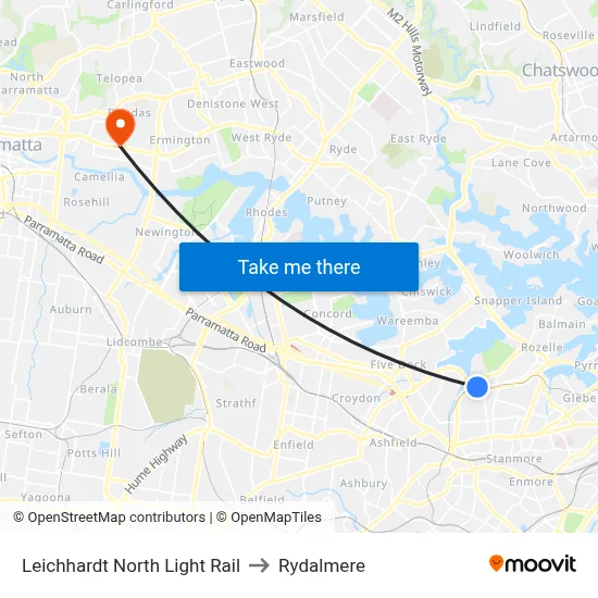 Leichhardt North Light Rail to Rydalmere map