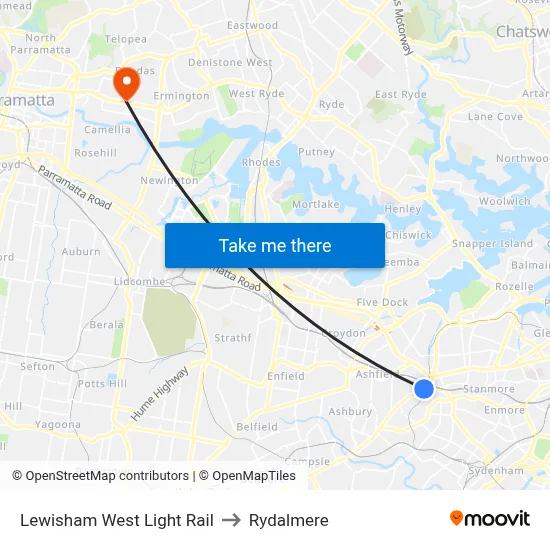 Lewisham West Light Rail to Rydalmere map