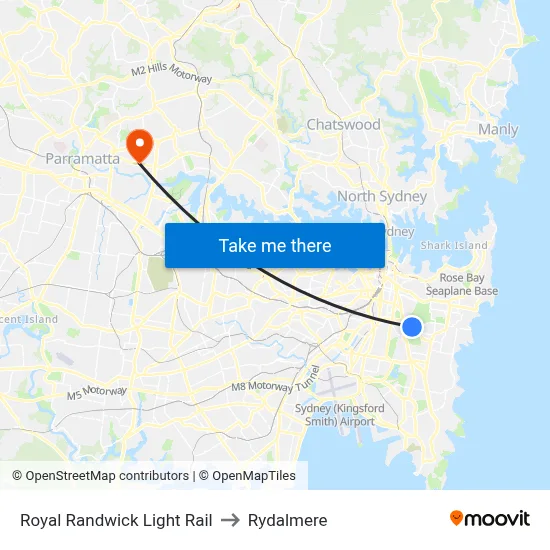 Royal Randwick Light Rail to Rydalmere map