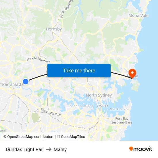 Dundas Light Rail to Manly map