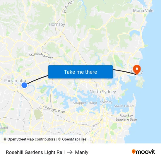 Rosehill Gardens Light Rail to Manly map