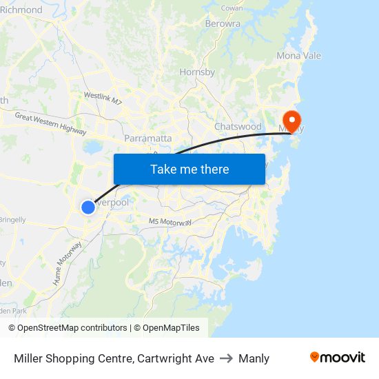 Miller Shopping Centre, Cartwright Ave to Manly map