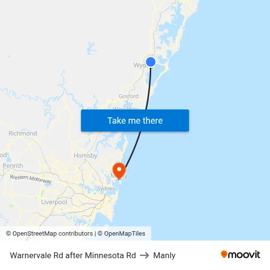Warnervale Rd after Minnesota Rd to Manly map