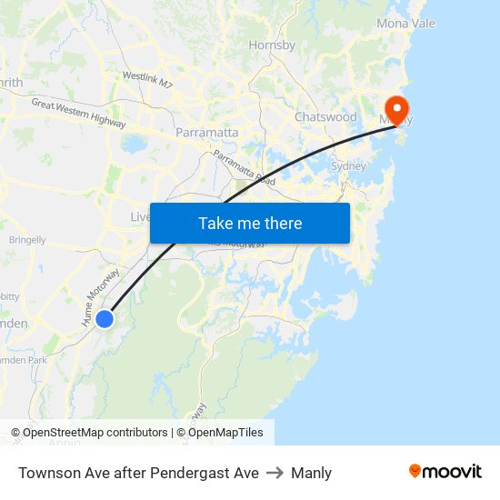 Townson Ave after Pendergast Ave to Manly map