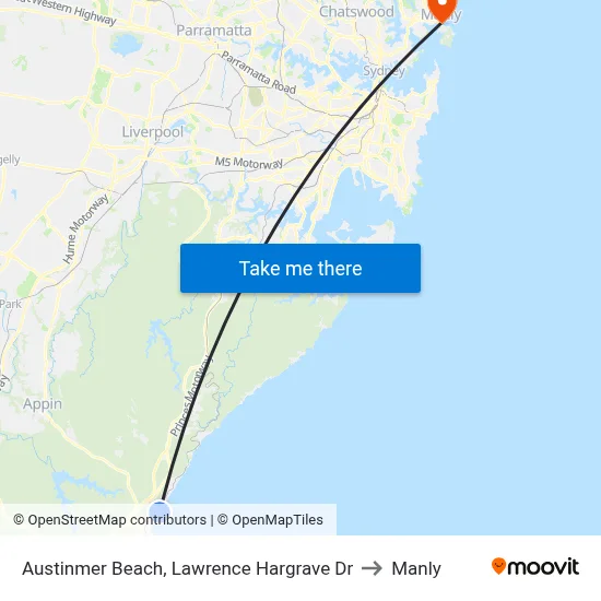 Austinmer Beach, Lawrence Hargrave Dr to Manly map