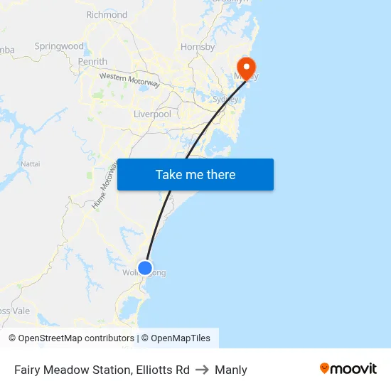 Fairy Meadow Station, Elliotts Rd to Manly map