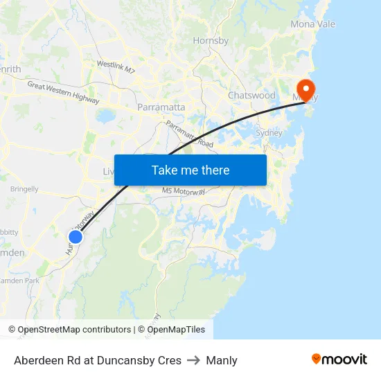 Aberdeen Rd at Duncansby Cres to Manly map