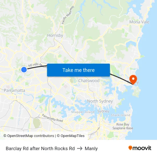 Barclay Rd after North Rocks Rd to Manly map
