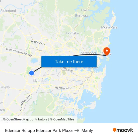 Edensor Rd opp Edensor Park Plaza to Manly map