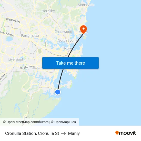 Cronulla Station, Cronulla St to Manly map