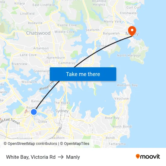 White Bay, Victoria Rd to Manly map