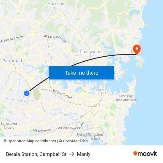 Berala Station, Campbell St to Manly map