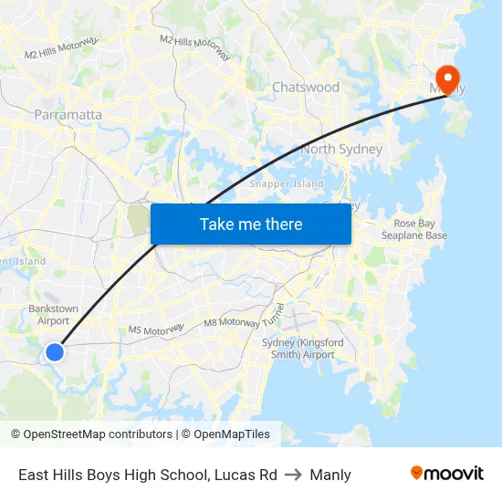 East Hills Boys High School, Lucas Rd to Manly map