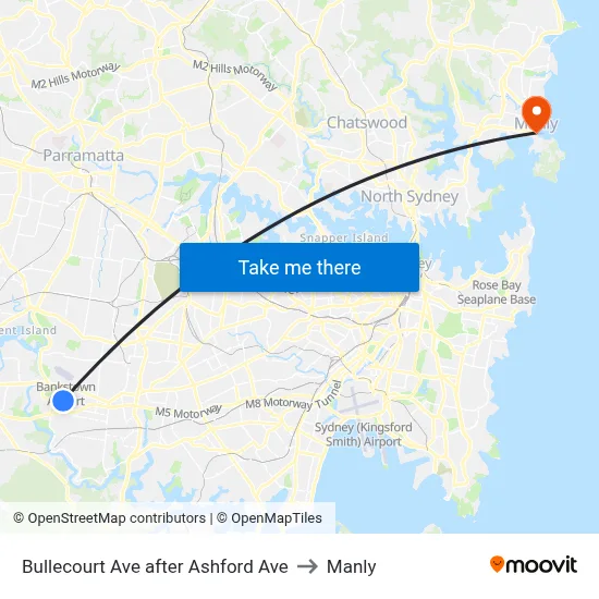 Bullecourt Ave after Ashford Ave to Manly map