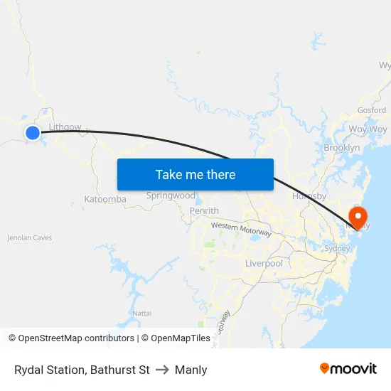 Rydal Station, Bathurst St to Manly map